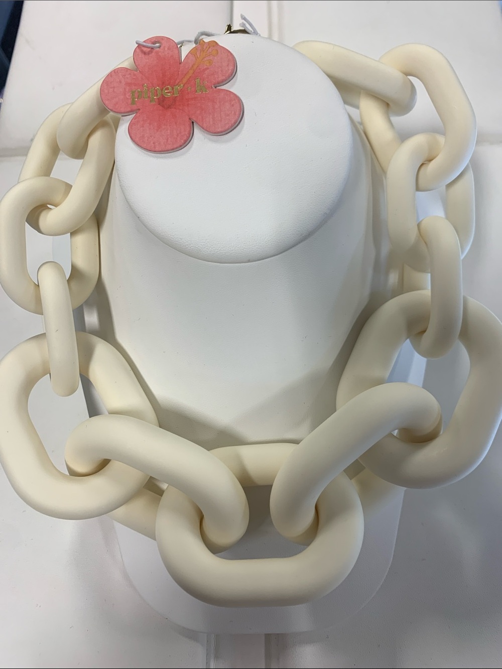 Piper K Chunky Chain Necklace White NEW